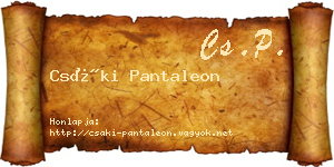 Csáki Pantaleon névjegykártya